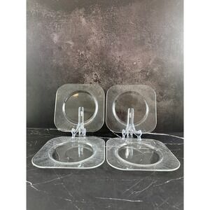 Vintage Set of 4 Arcoroc France Soho Clear Square Glass 7 3/4in Plates